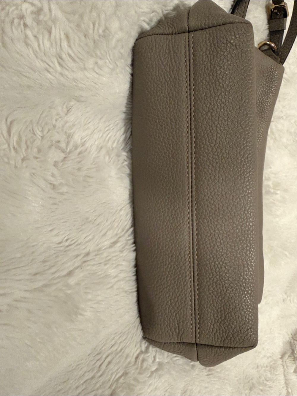 Furla Taupe Gray Pebbled Leather Crossbody with Gold Hardware - Picture 8 of 11